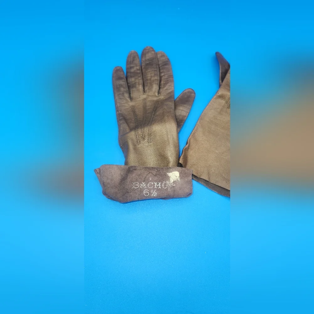 Bacmo 70s (or 60s) Genuine Leather Kid Gloves Coffee colored in sz 6.5
